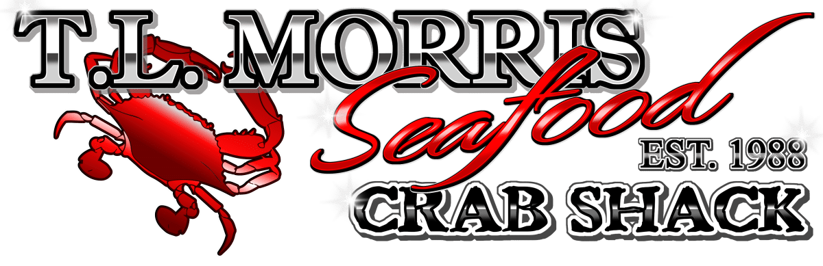 A black and red logo for morro bay seafood crab.